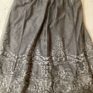 Soft Surroundings Mesh Embroidered Lace Overlay Scalloped Skirt Sz S Petite Fair